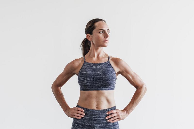 Women's Nobull High-Neck (MELANGE) Sports Bra Blue | SG I3187L